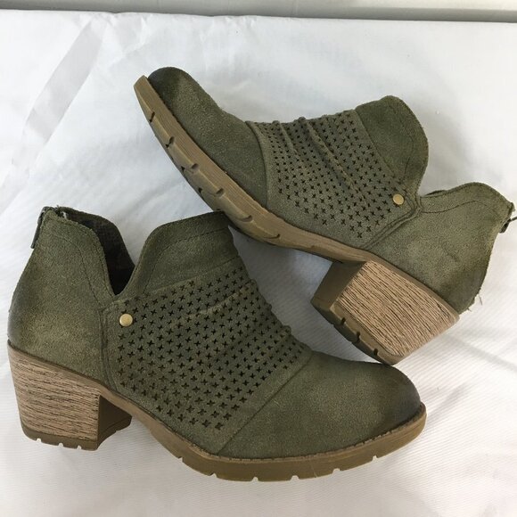 Earth Origins Oakland Amanda Olive Suede Ankle Boots Size 6.5 GOOD Condition - Picture 3 of 8